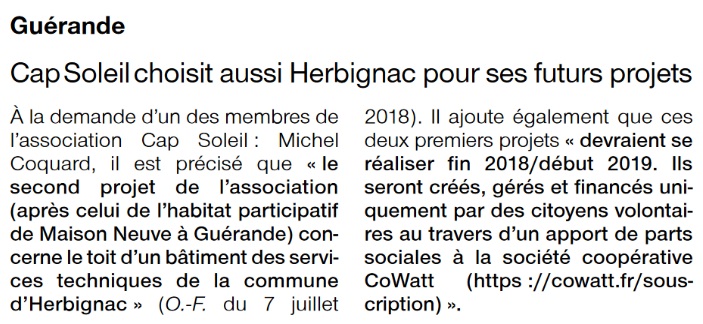 CapSoleil choisit Herbignac pour ses futurs projets